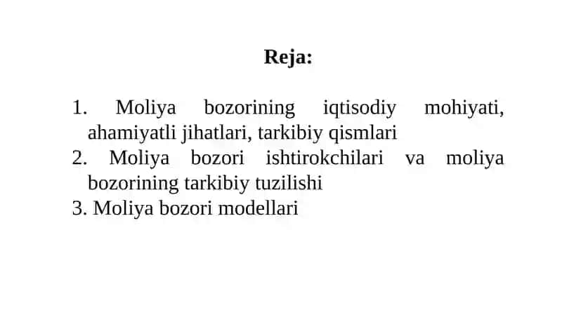 MOLIYA BOZORINING NAZARIY ASOSLARI 2