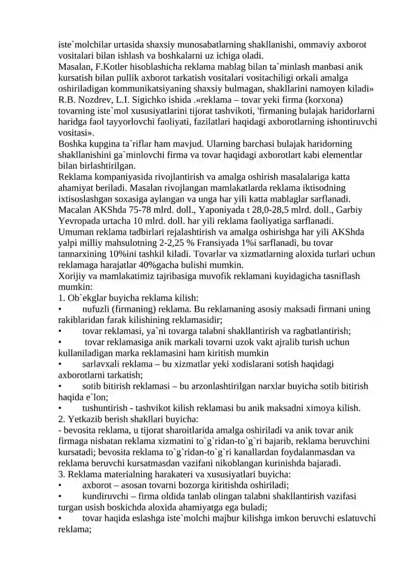 Reklamaning o`rni va axamiyati 2