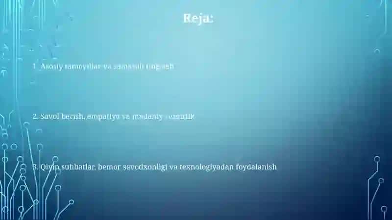 Patsient bilan verbal muloqot ko'nikmalari 2
