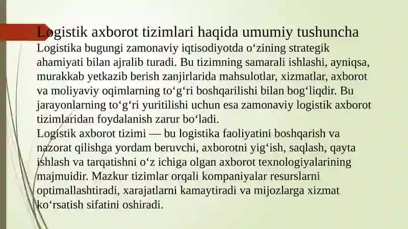 Logistik axborot tizimlarining turlari 2