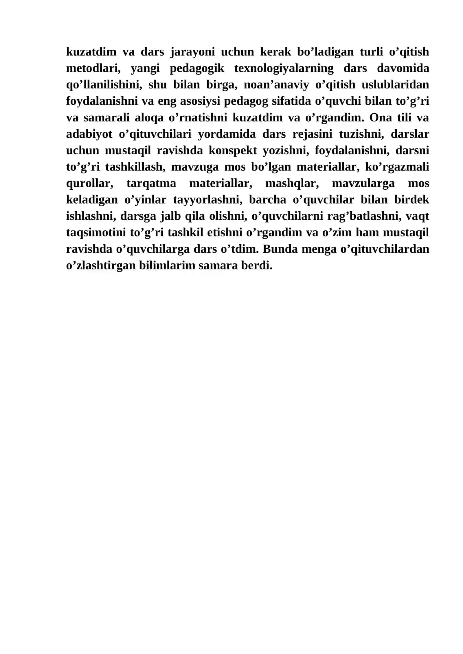 Malakaviy amaliyot davri HISOBOTI 2