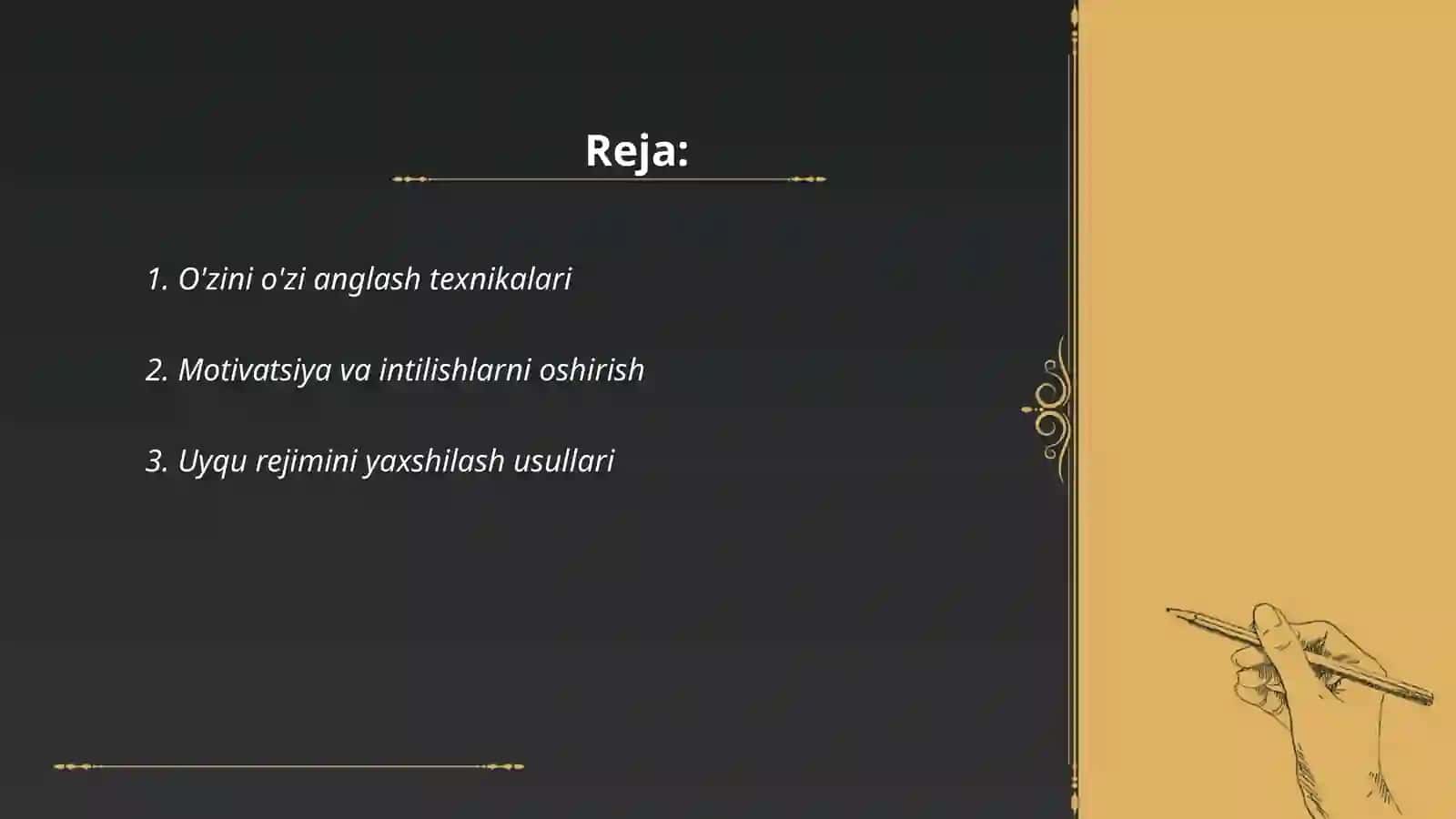 O'zini o'zi anglash texnikalari 2