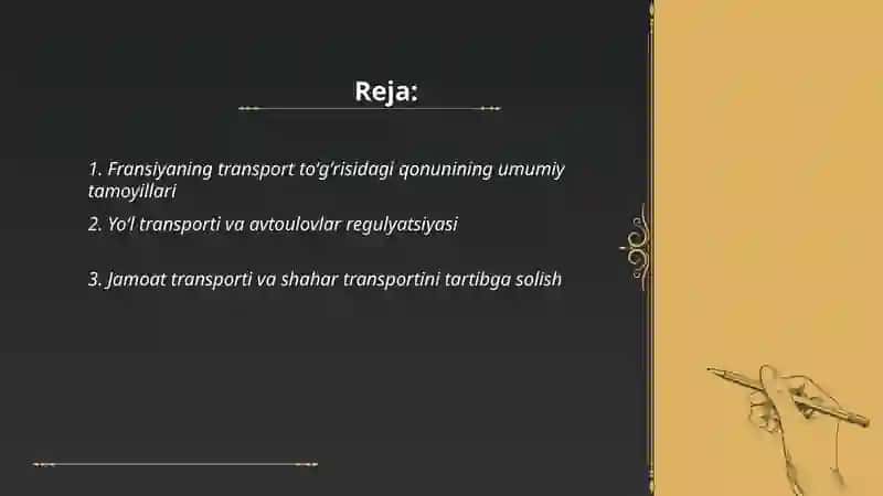 Fransiyaning transport toʻgʻrisidagi qonuni 2