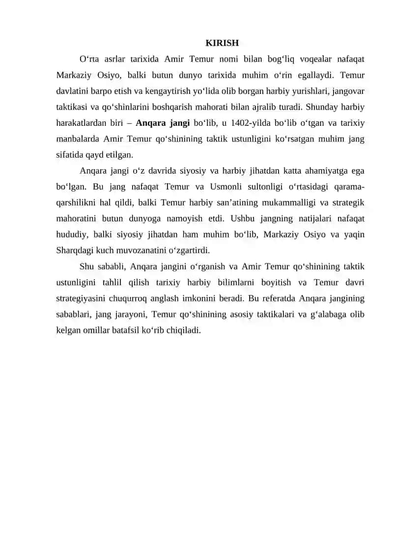 Anqara jangi va Amir Temur qo‘shinining asosiy taktik ustunligi 2