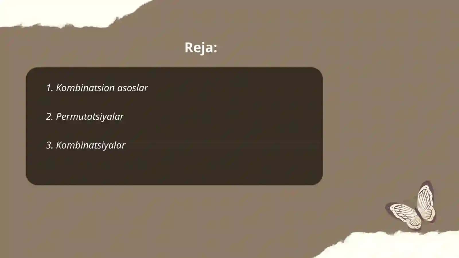 Kombinatsiyalar.Rekurent munosabatlar 2