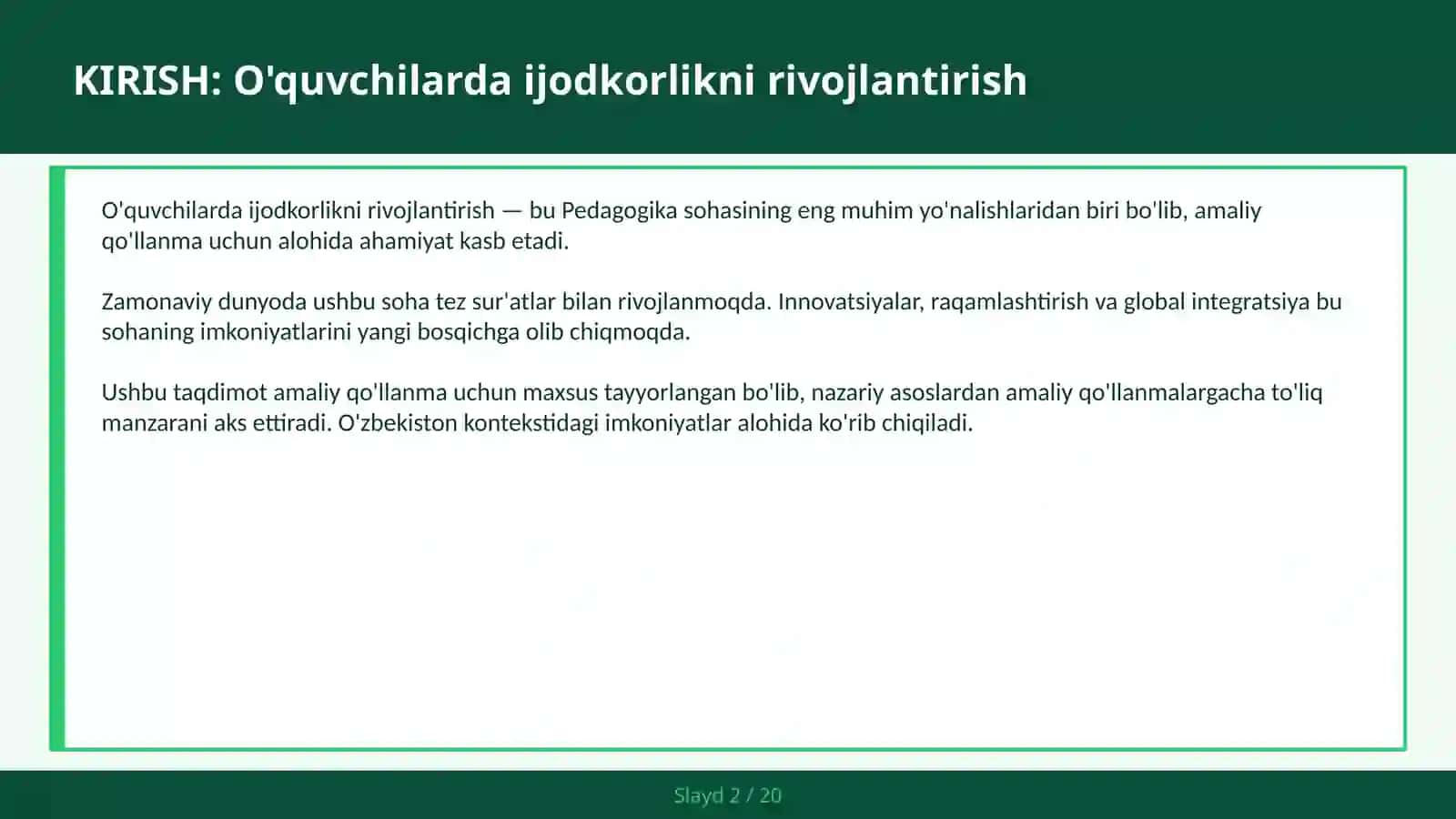 O'quvchilarda ijodkorlikni rivojlantirish 2
