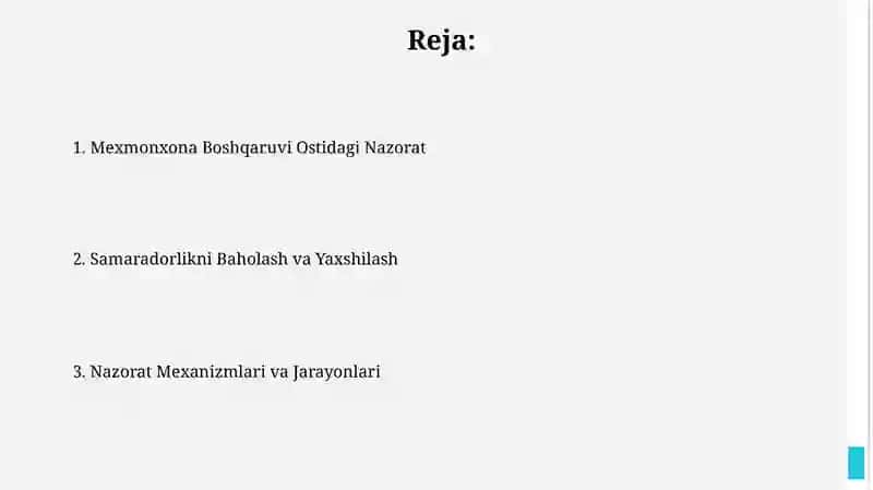 Mexmonxona Boshqaruvi Ostidagi Nazorat 2