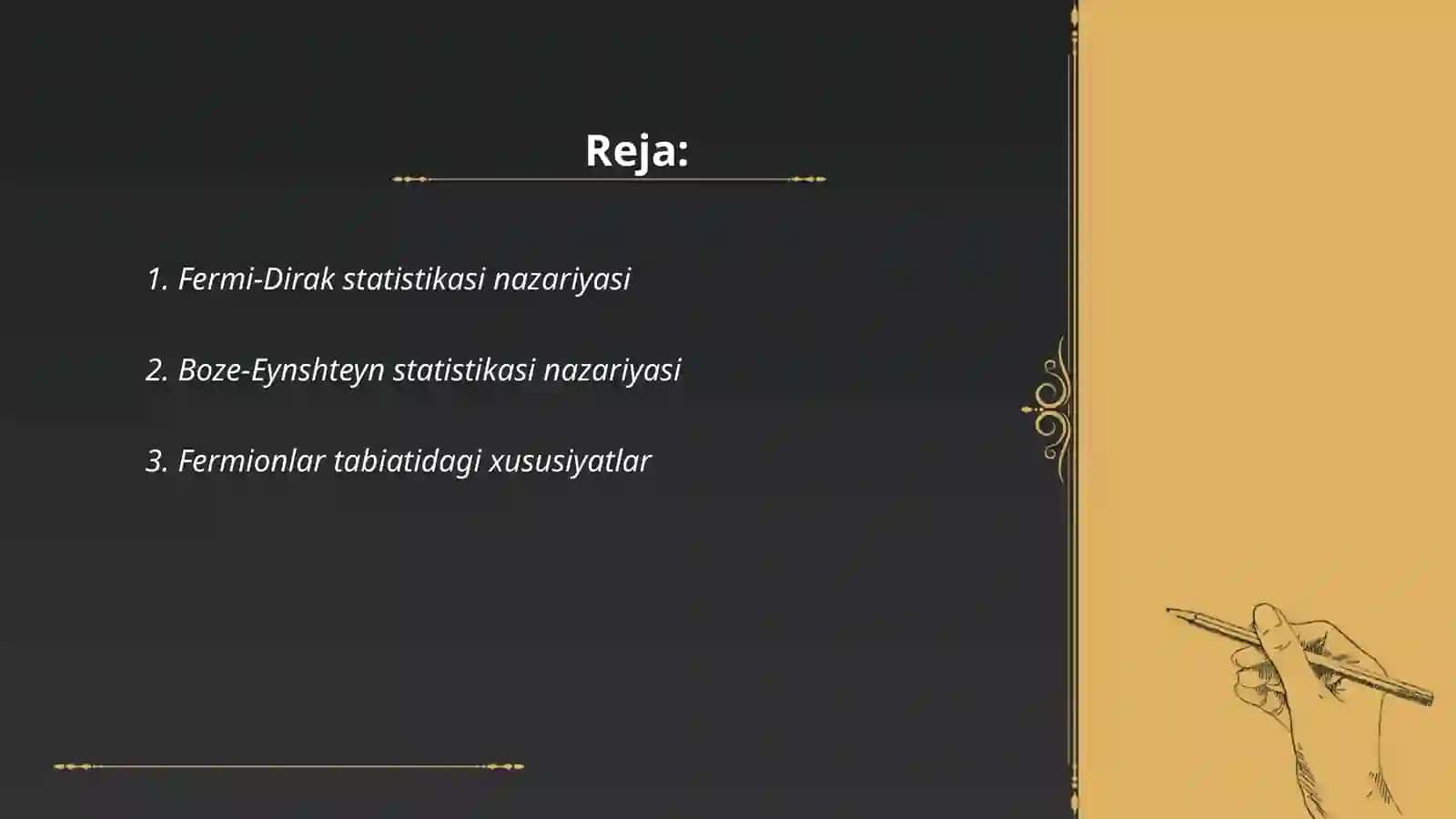 Fermi-Dirak va BozeEynshteyn statistikasi. Fermionlar va bozonlar 2