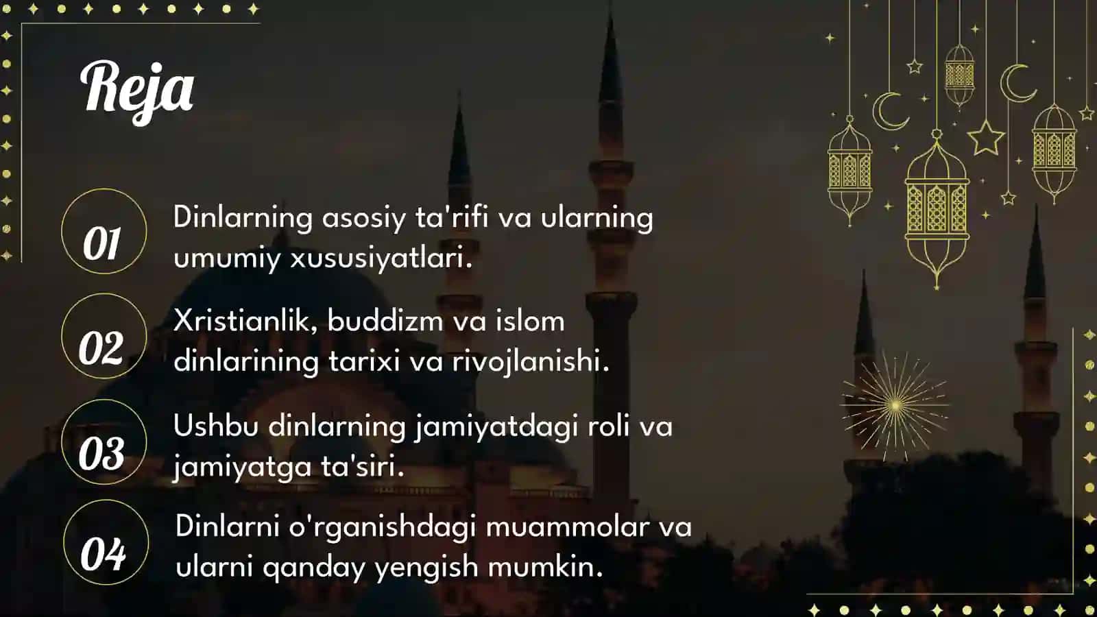 Din nima va xristianlik dini, buddizm va islom dini 2