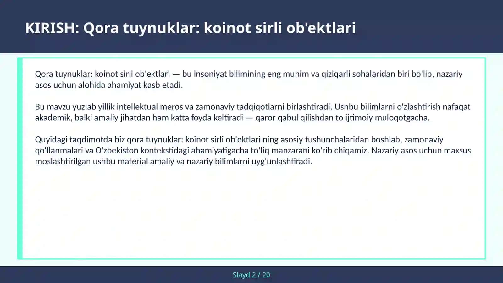 Qora tuynuklar: koinot sirli ob'ektlari 2