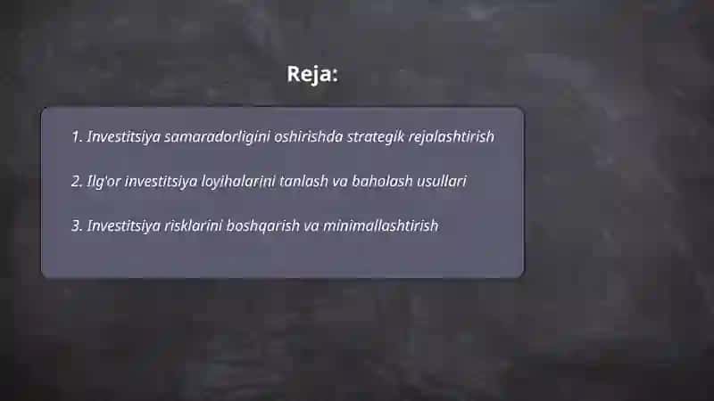 Investitsiya samaradorligini oshirish 2