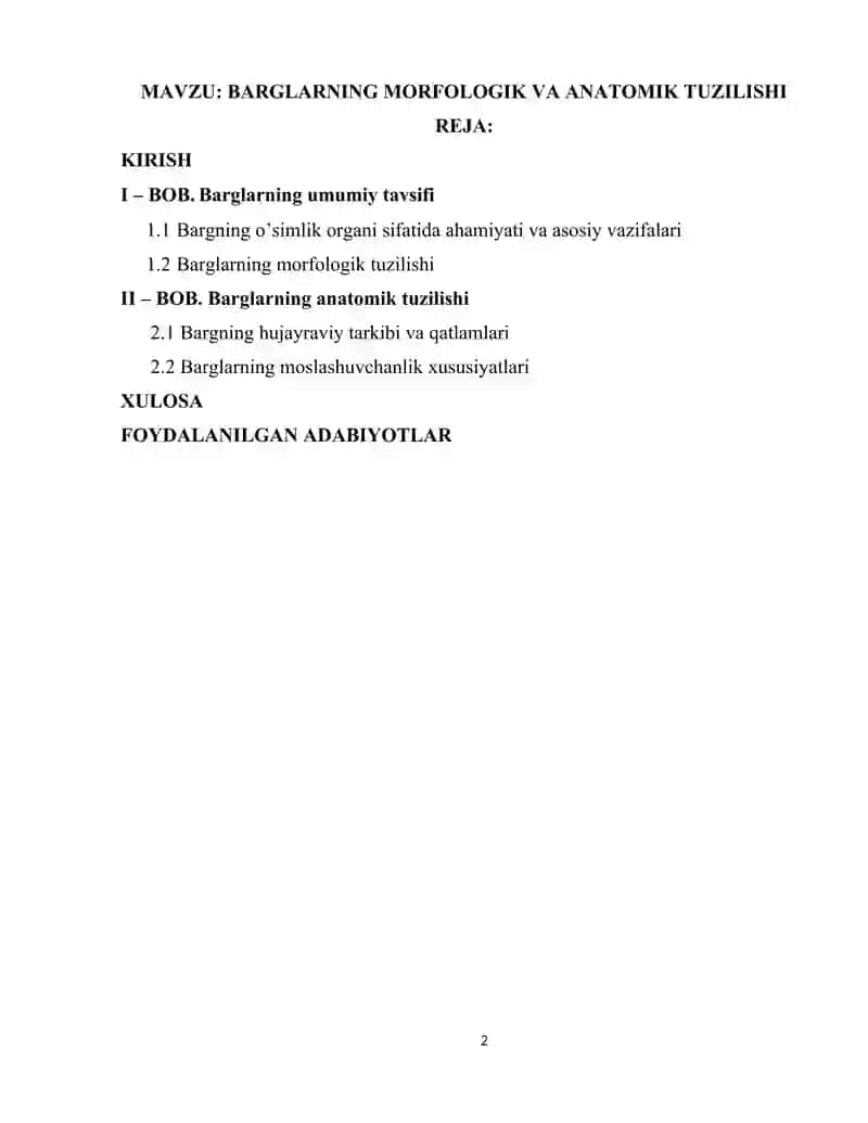 Barglarning morfologik va anatomik tuzilishi 2