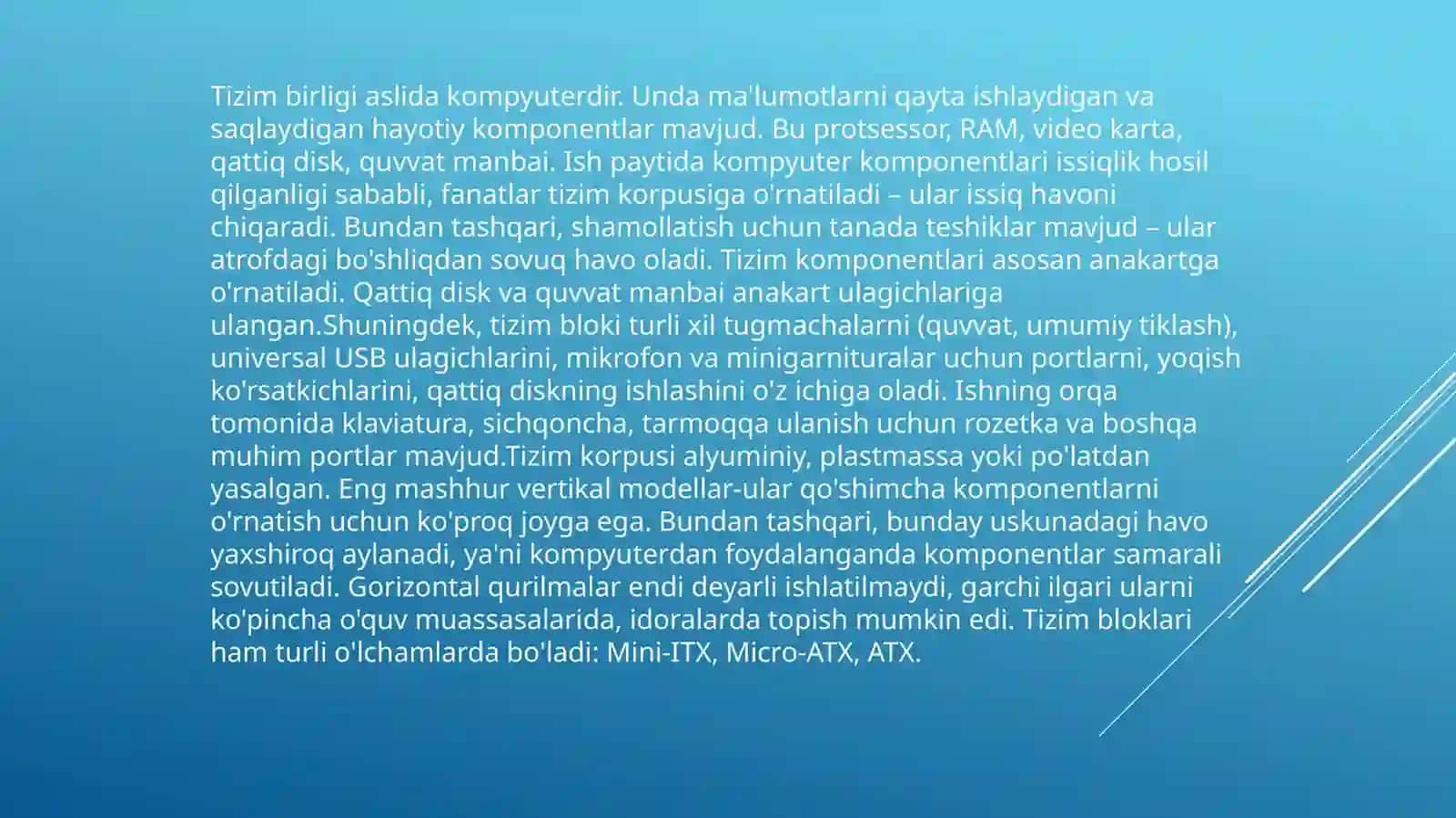 Tizimli blok va uning tarkibiy elementlari 2