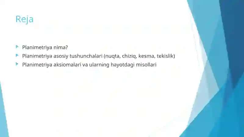 Planimetriya aksiomalari 2