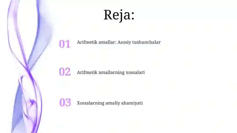 Arifmetik amallar va ularning xossalari 2
