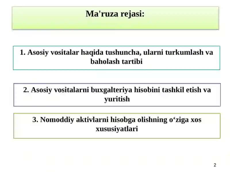ASOSIYVOSITALAR VA NOMODDIY AKTIVLAR HISOBI 2