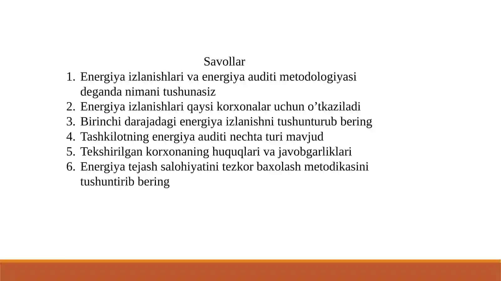Energetik tekshiruvni tashkil qilish 2