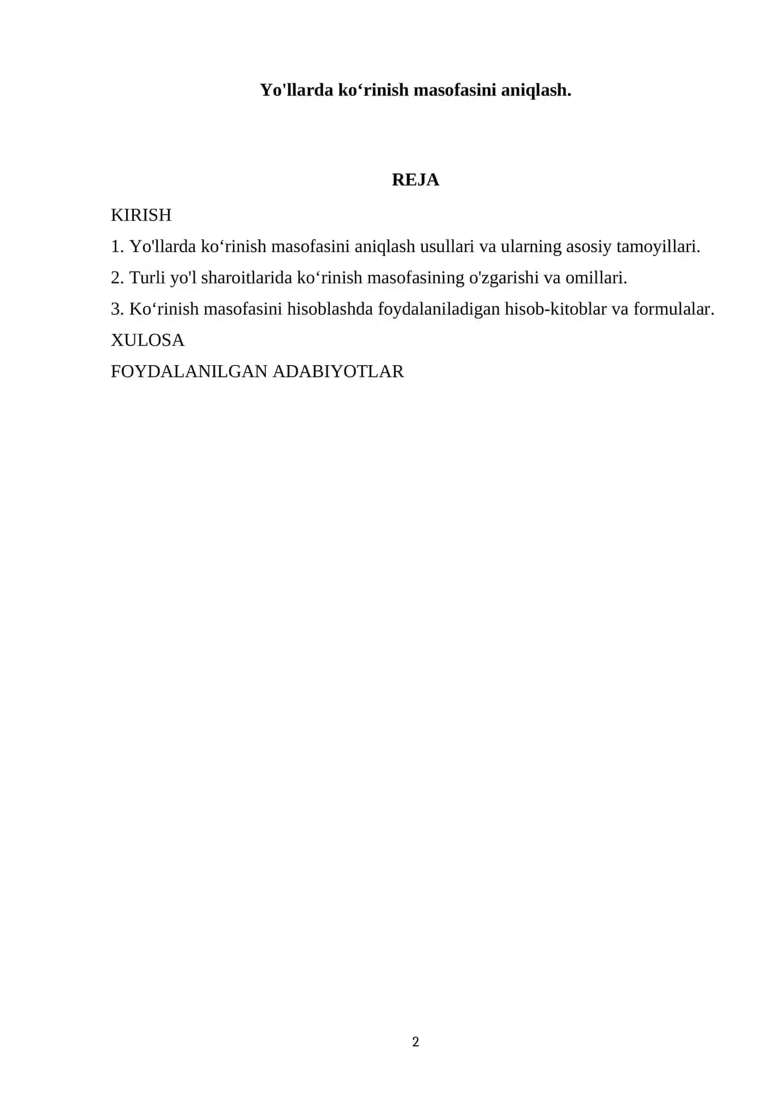 Yo'llarda koʻrinish masofasini aniqlash 2