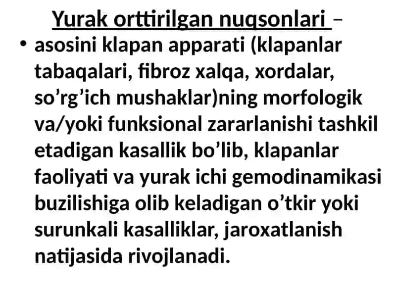 YURAK ORTTIRILGAN NUQSONLARI 2