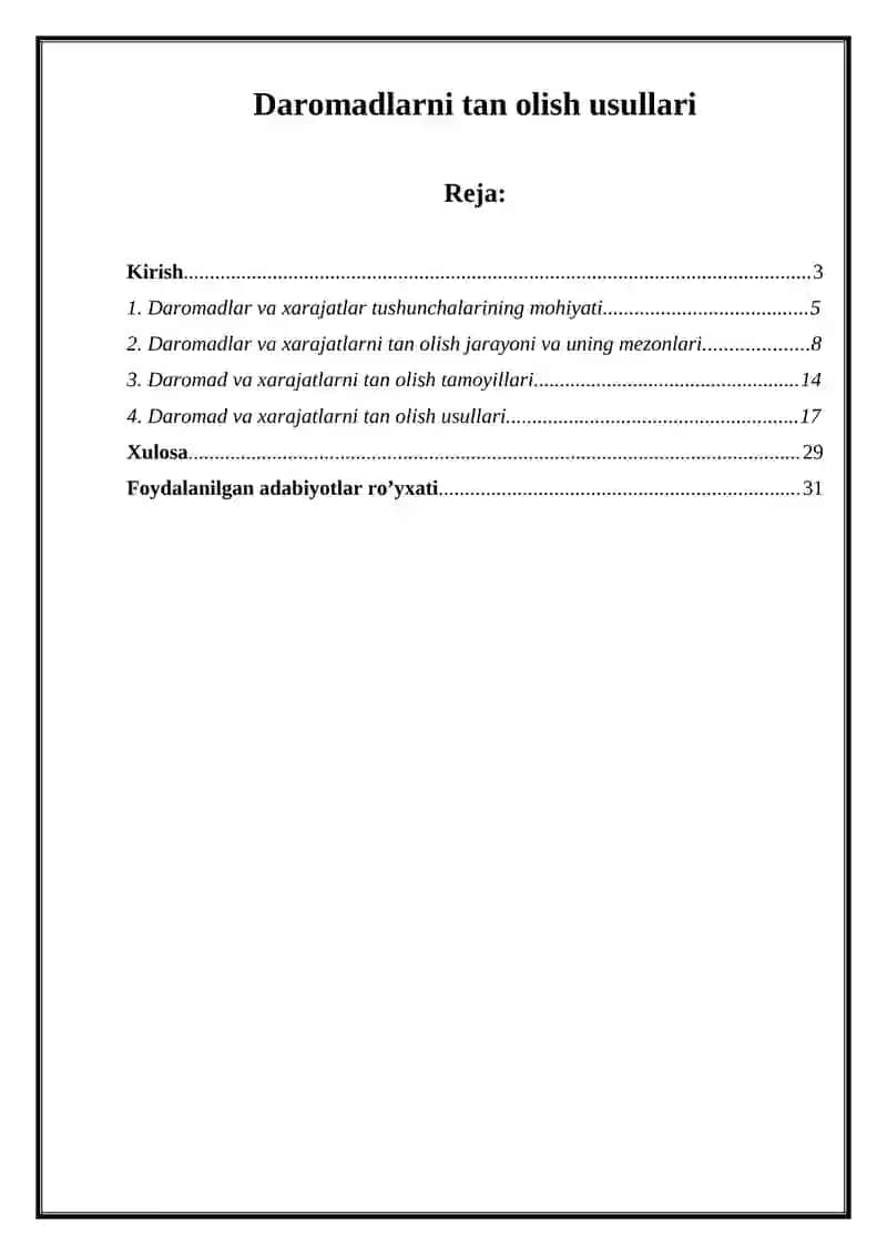 Daromadlarni tan olish usullari 2
