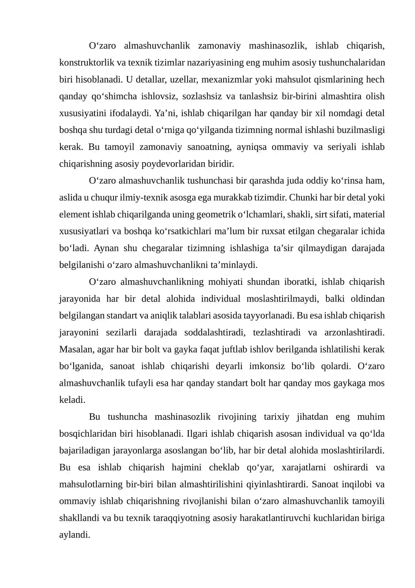 O‘zaro almashuvchanlik asoslari 2