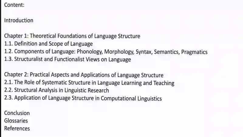 The Systematic Structure of Language 2
