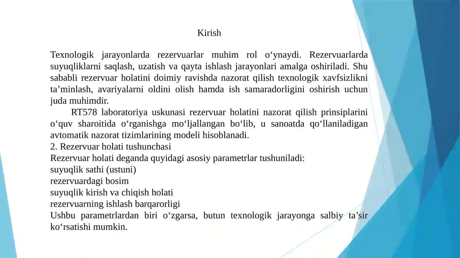 USKUNASIDAGI REZERVUAR HOLATINI NAZORAT QILISH 2