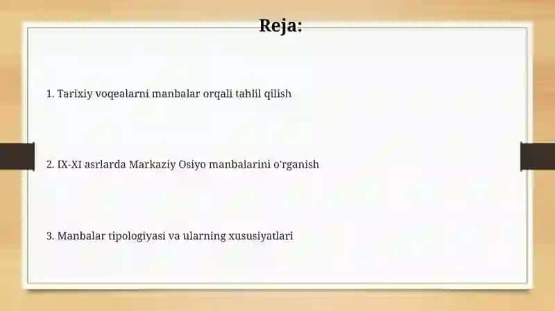 Oʼrta Osiyoning IX XI asrlar manbashunosligi 2