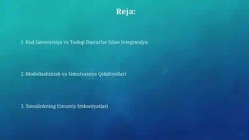 Simulinkning imkoniyatlari 2