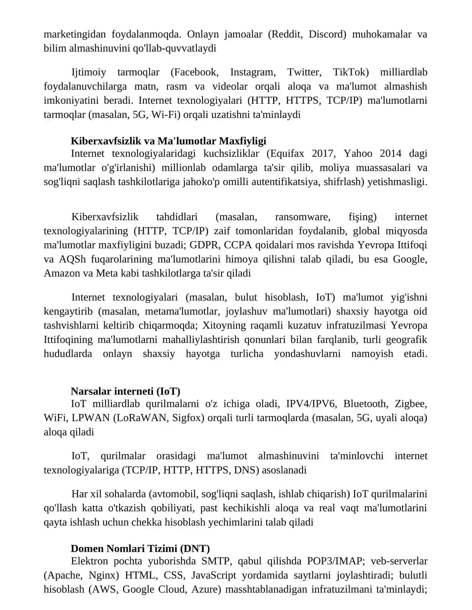 Internet texnologiyalari va ulardan foydalanish 2