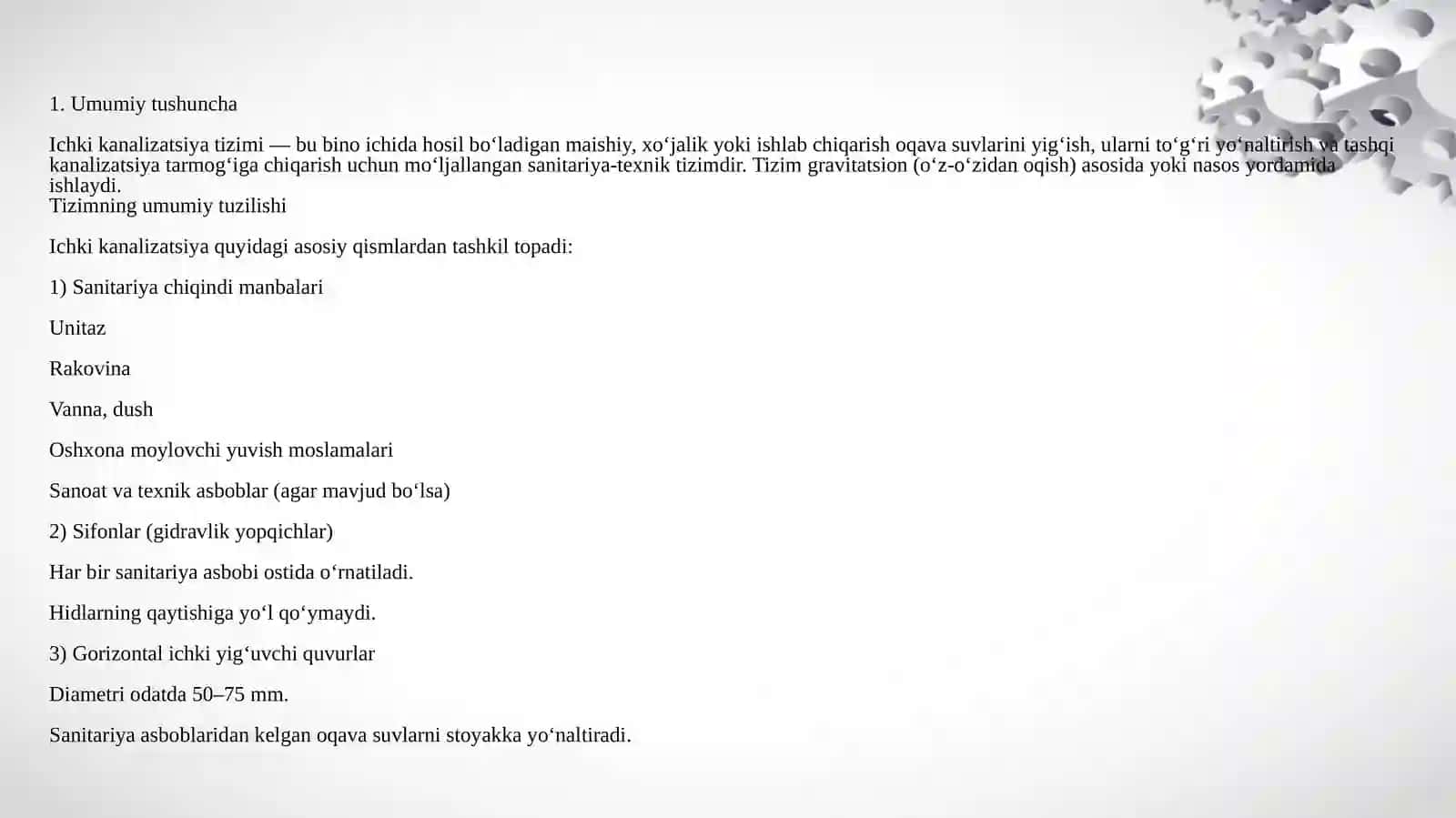 Ichki kanalizatsiyaning uskunalari 2