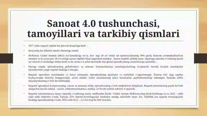 Sanoat 4.0 texnologiyasi 2