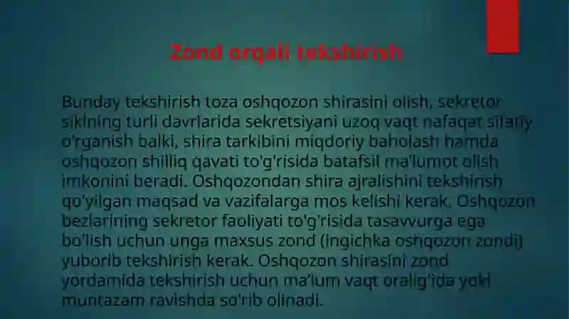 Oshqozon shirasini tekshirish 2