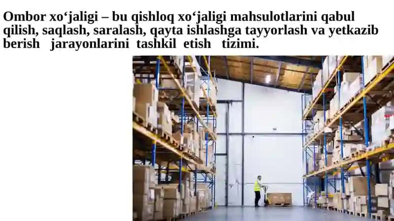 Qishloq xo‘jaligi logistikasida ombor xo‘jaligi 2