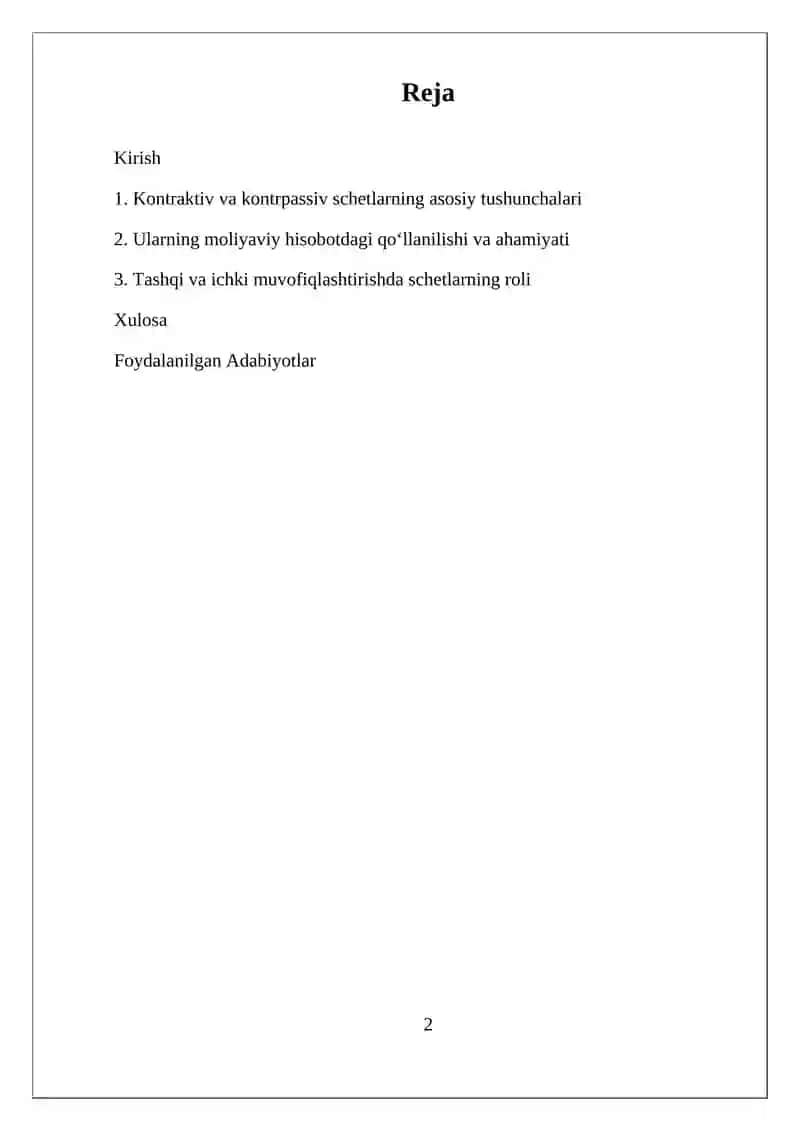 Kontraktiv va Kontrpassiv Schetlar 2