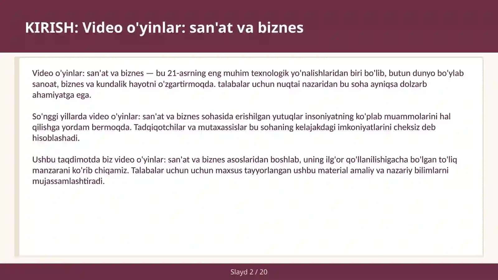 Video o'yinlar: san'at va biznes 2