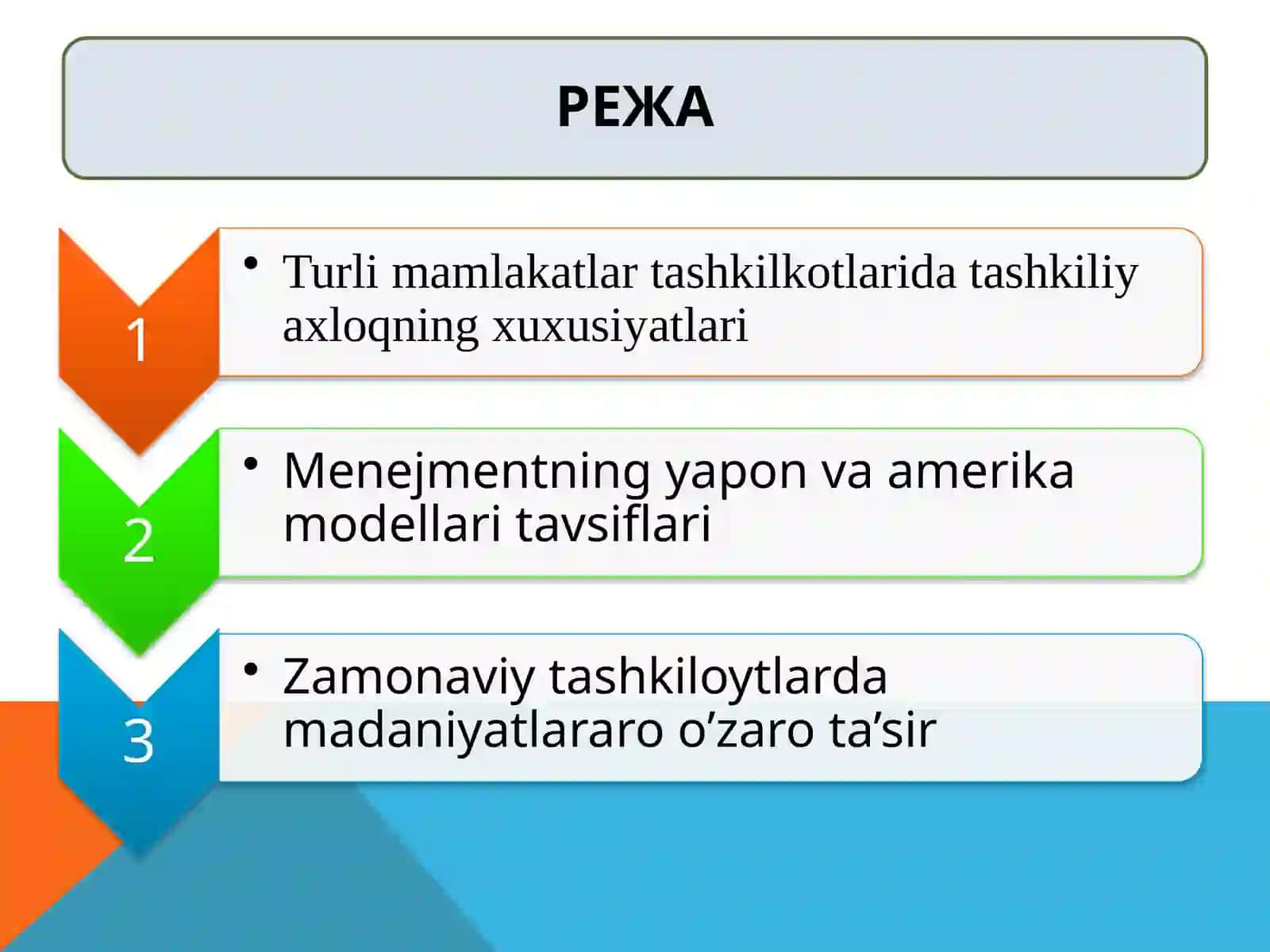 Tashkiliy xulqning milliy xususiyatlari 2