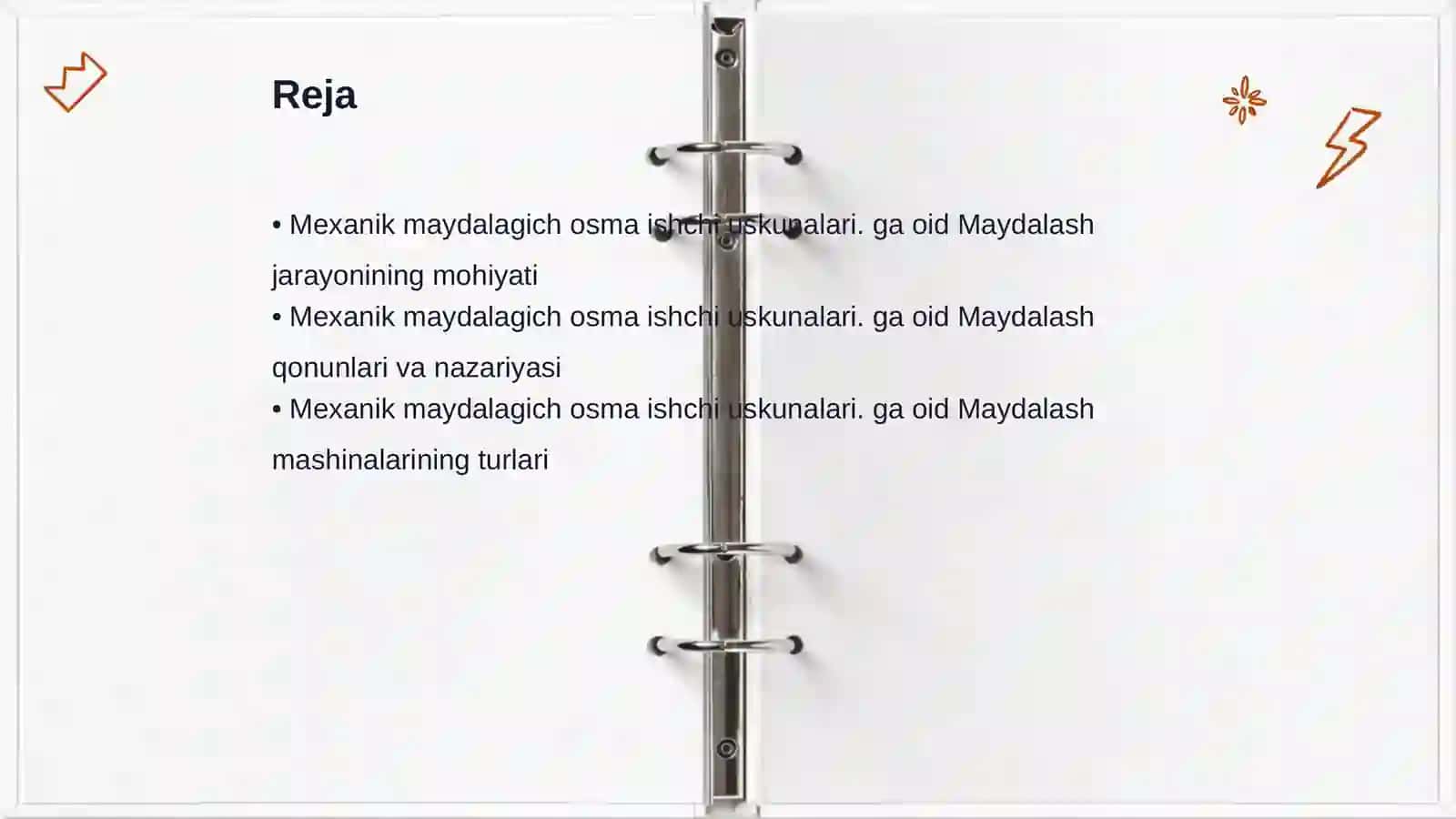 Mexanik maydalagich osma ishchi uskunalari 2