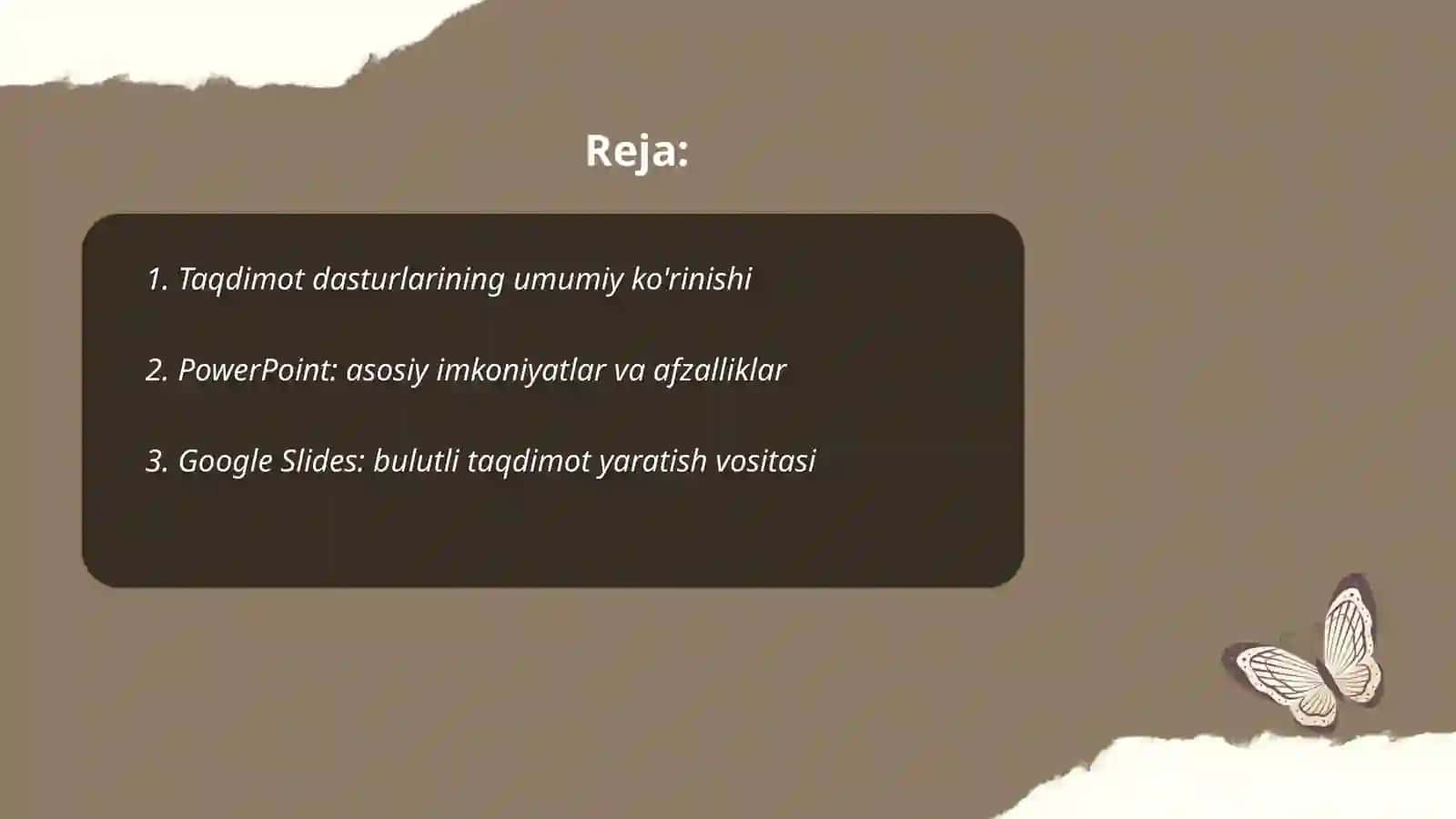 Taqdimot dasturlarining umumiy ko'rinishi 2