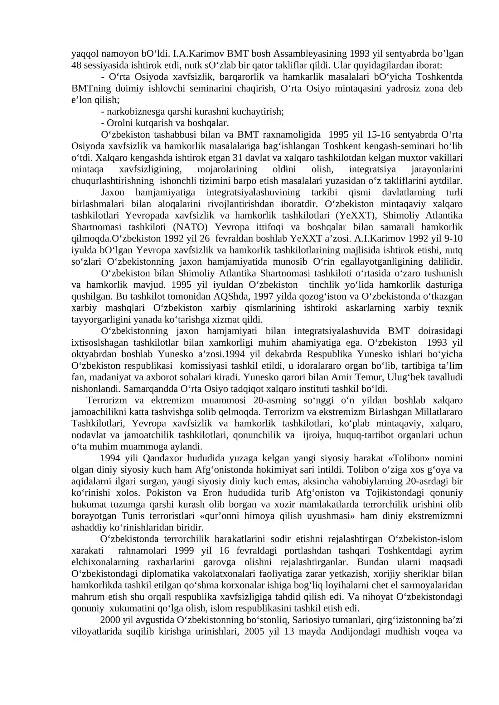 O'zbekiston va Jahon Hamjamiyati 2