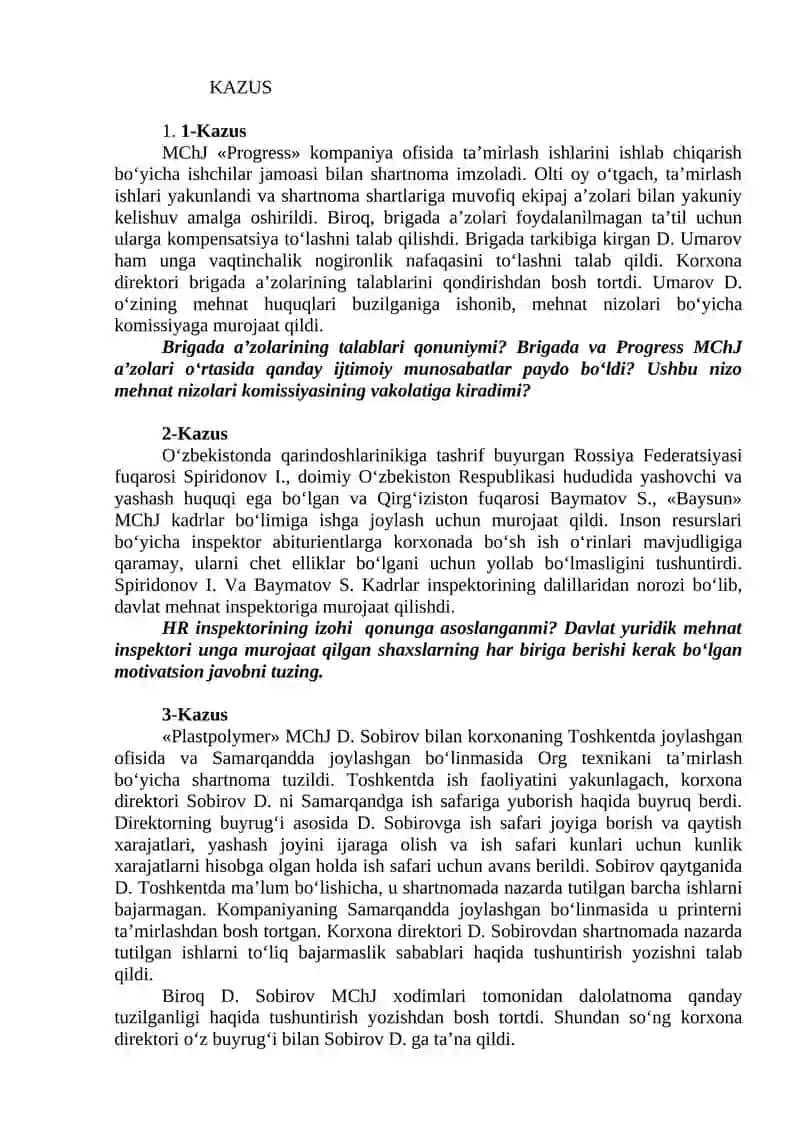 Mehnat huquqi modulidan 2