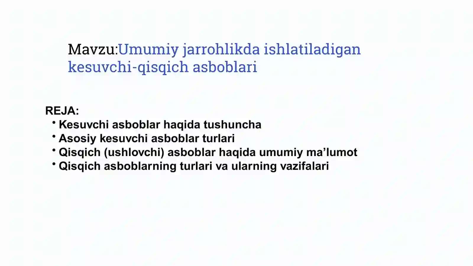 Umumiy jarrohlikda ishlatiladigan kesuvchi-qisqich asboblari 2
