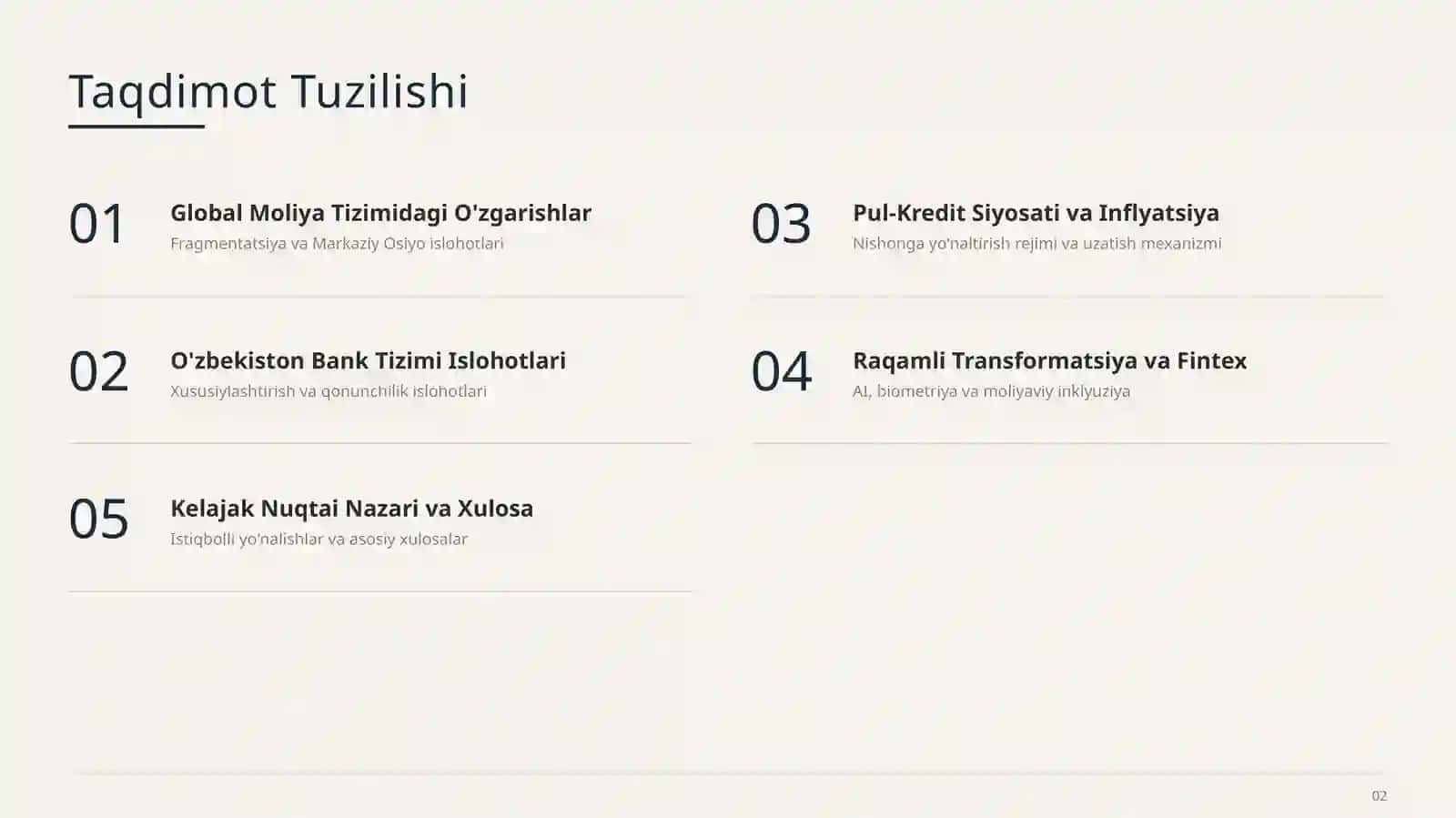 Bank va Moliya Tizimidagi Islohotlar 2