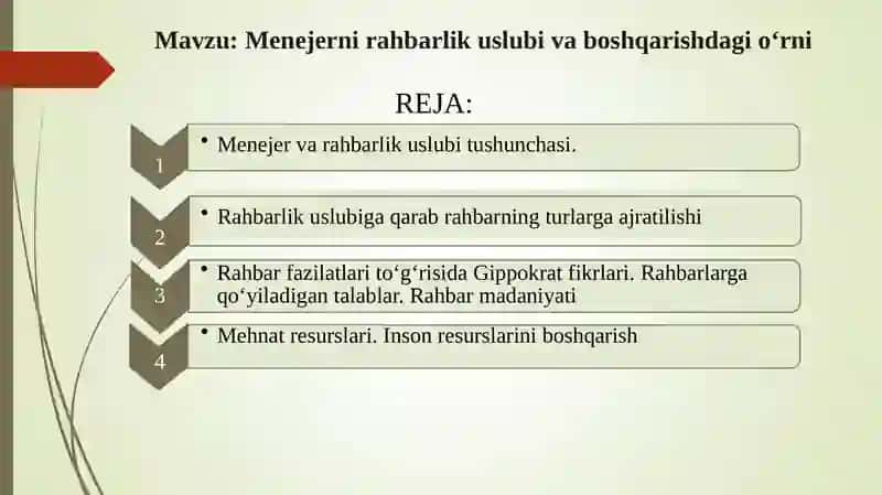 Menejer va rahbarlik uslubi tushunchasi 2
