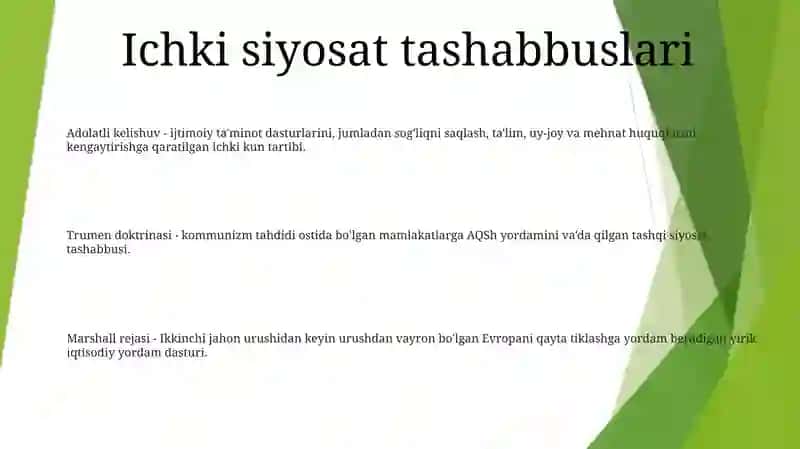 Garri Trumenning Ichki Va Tashqi Siyosati 2