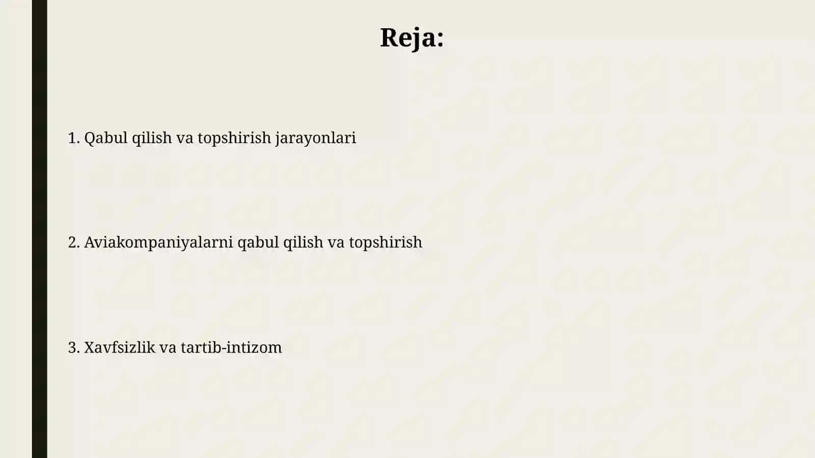 Yo'lovchilarni qabul qilish 2