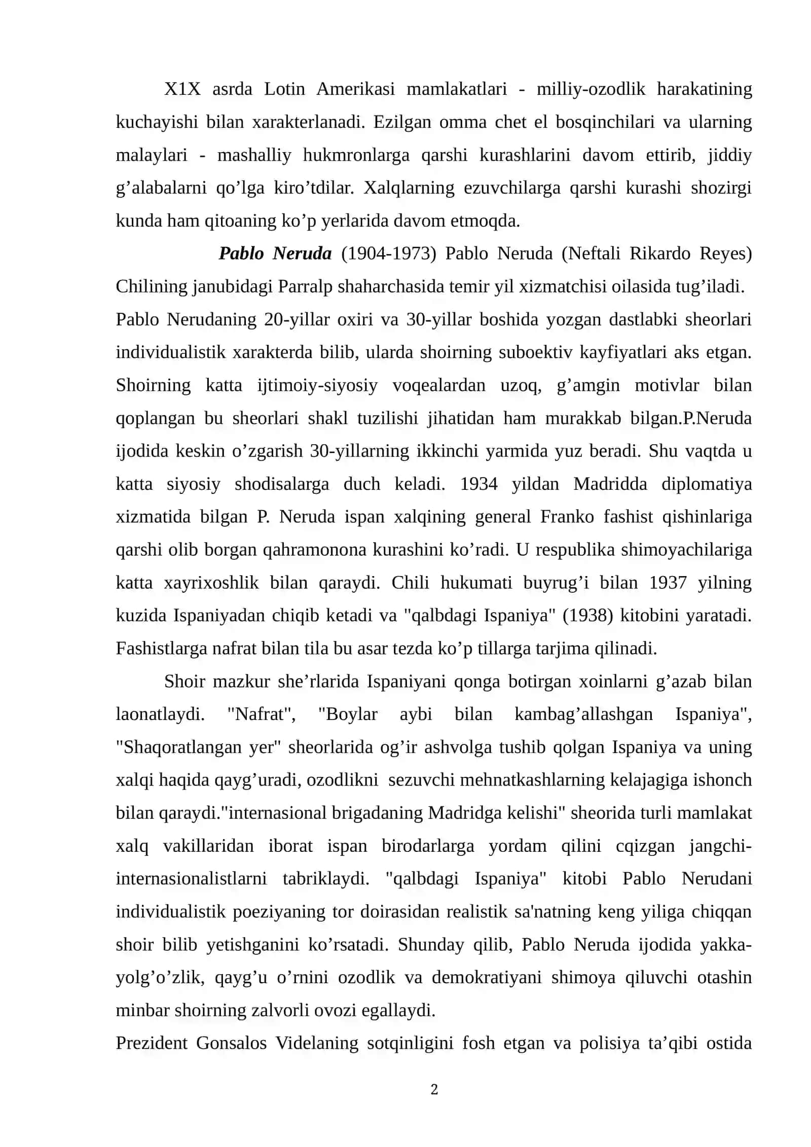 Lotin Amerikasi  mamlakatlari  adabiyoti. 2