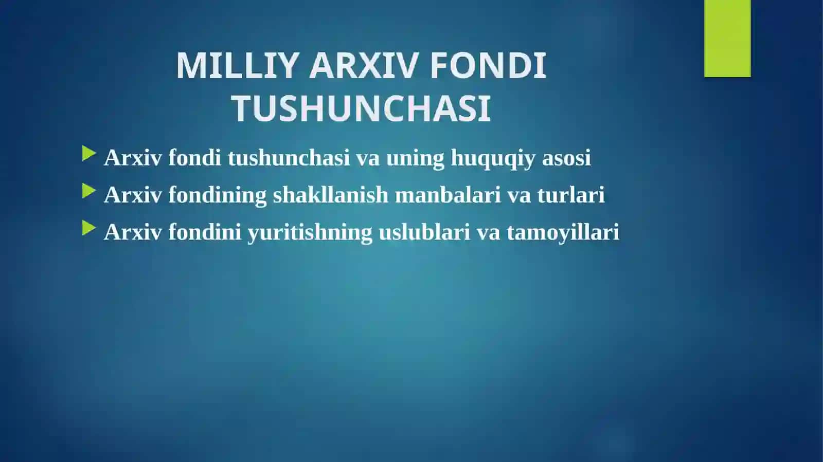 MILLIY ARXIV FONDI TUSHUNCHASI 2