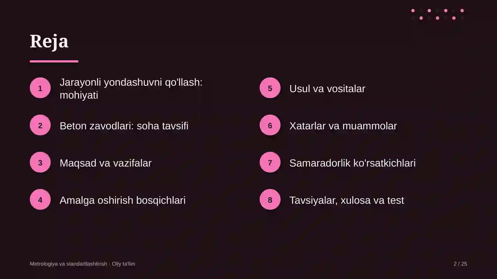 Beton zavodlarida jarayonli yondashuvni qo'llash 2
