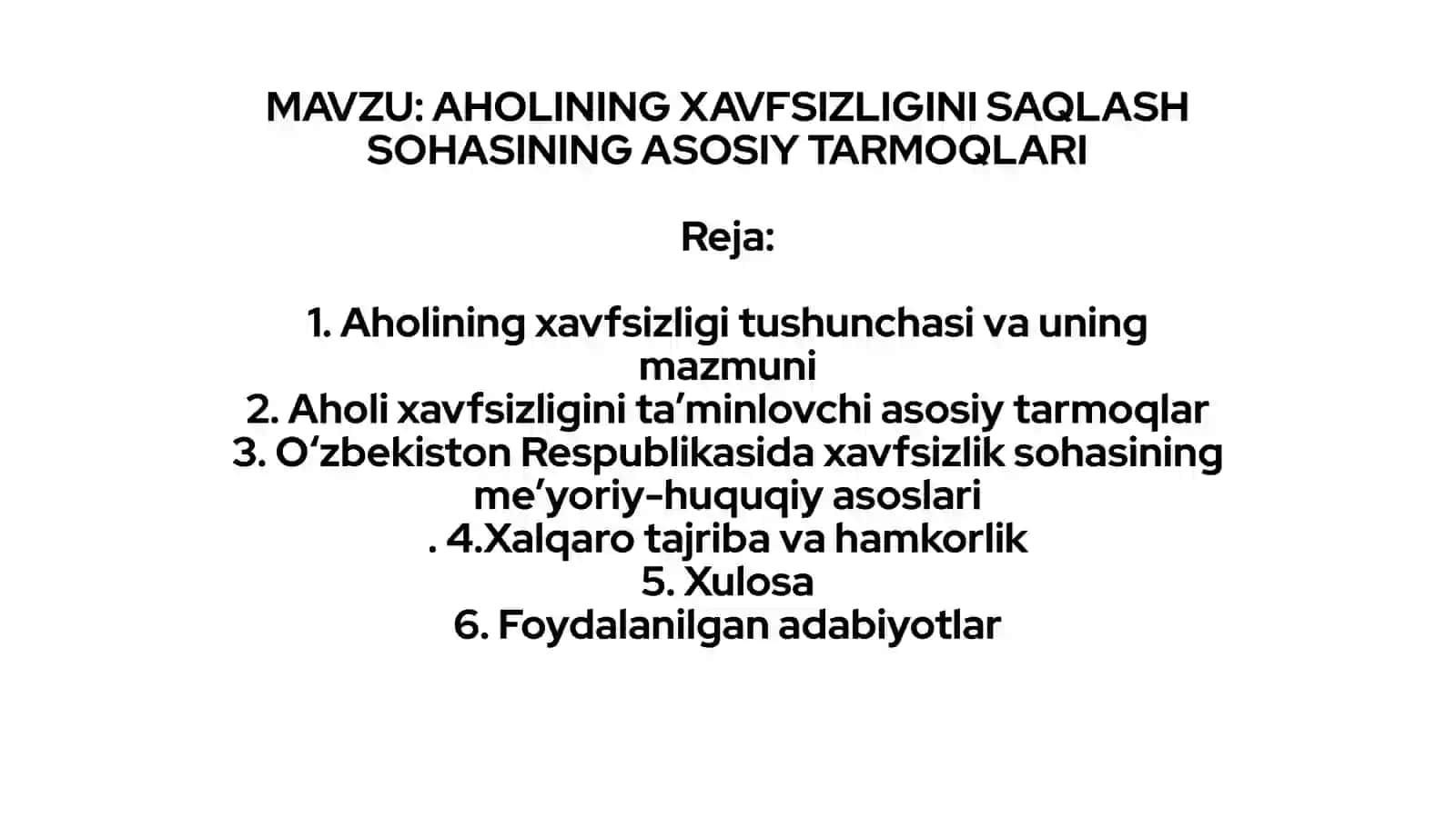 AHOLINING XAVFSIZLIGINI SAQLASH SOHASINING ASOSIY TARMOQLARI 2